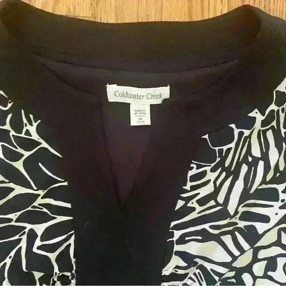 Coldwater Creek Dress Size M Black White Pullover Flowy Career Graduation - Picture 7 of 8